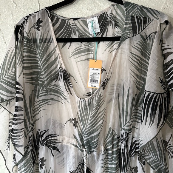 NWT Kona Sol green black and white bathing suit cover up sz large - Picture 2 of 6